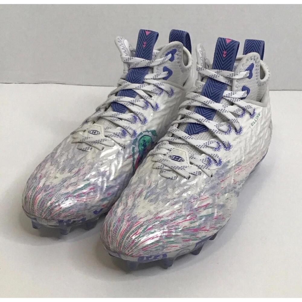 Under Armour Spotlight Clone Womens 3026342-100 White Football Cleats Size 9 - Picture 2 of 8